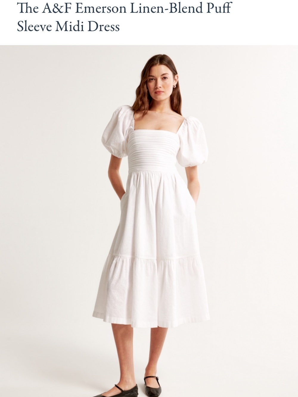 The A&F Emerson Linen-Blend Puff Sleeve Midi Dress